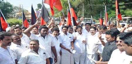 dmk protest in tamilnadu against budget submit