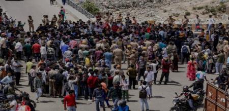 Noida Workers Protest Escalates Violence  Arson and Massive Traffic Gridlock at Delhi Border