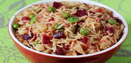 Healthy version Kids favorite beetroot green pea pulao