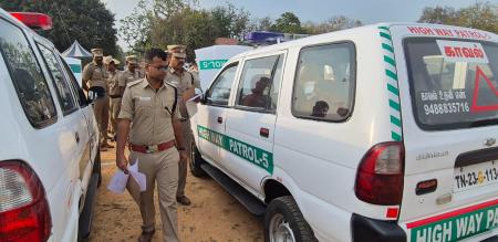 Police vehicles  Superintendent of Police Vivekananda Shukla 