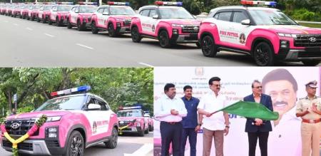 Women should walk without fear Chief Minister Stalin flagged off 80 pink patrol vehicles