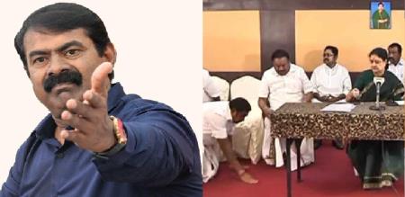 You all fell down and bowed at Sasikala feet Is that self respect Does anyone have the right to do so Seeman attacks Edappadi